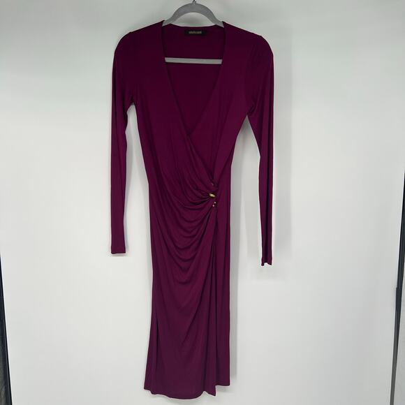 Roberto Cavalli Dresses & Skirts - Roberto Cavalli Faux Wrap Snake Hardware Dress Women's Size 38 US 2 Dark Berry